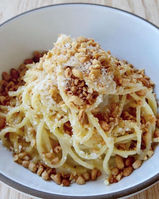 Spaghetti with Pine nuts lemon and Parmigiano Reggiano