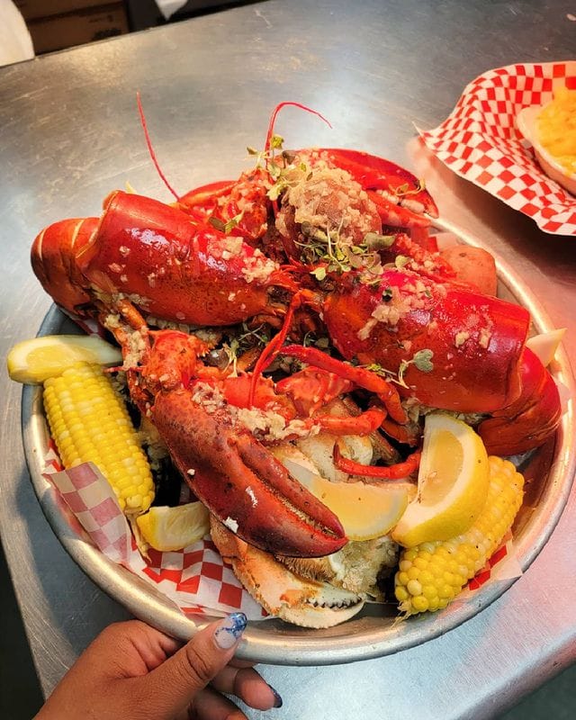 whole boiled lobster