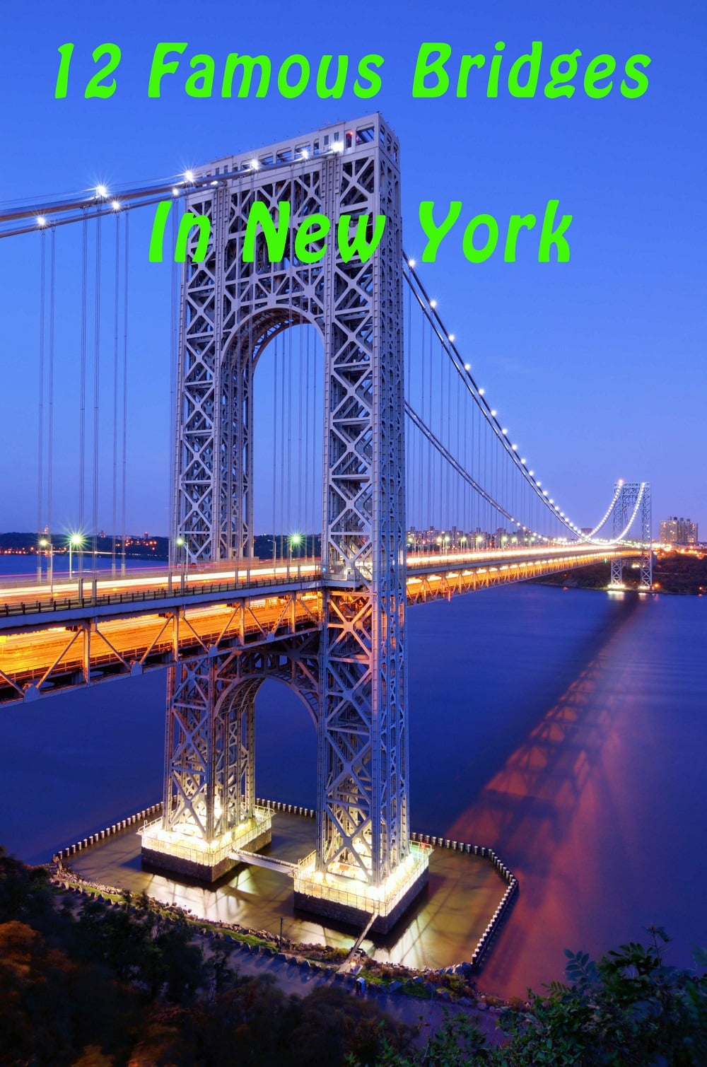 The George Washington Bridge spans the Hudson River from Fort Lee New Jersey to the Washington Heights neighborhood in the borough of Manhattan