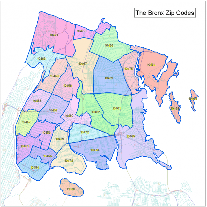 The Bronx Zip Code Map