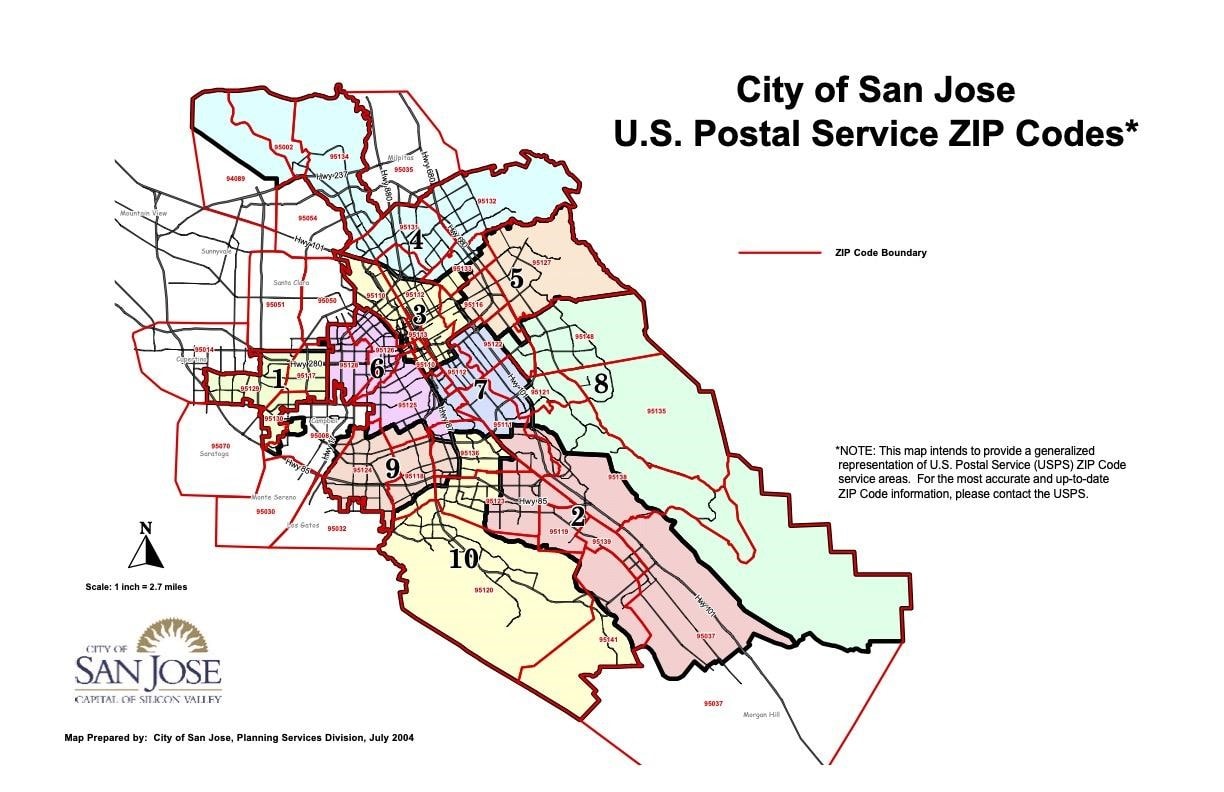 San Jose ZIP Codes Map